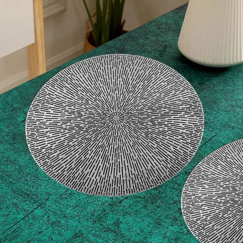 Vinyl Round Placemat Silver 38 cm