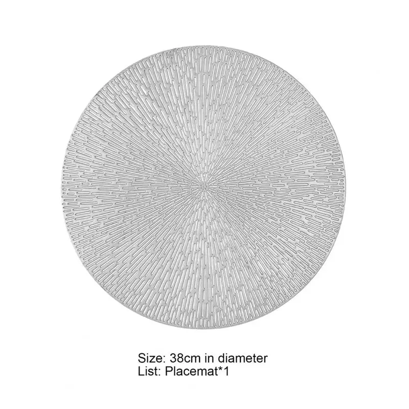 Vinyl Round Placemat Silver 38 cm