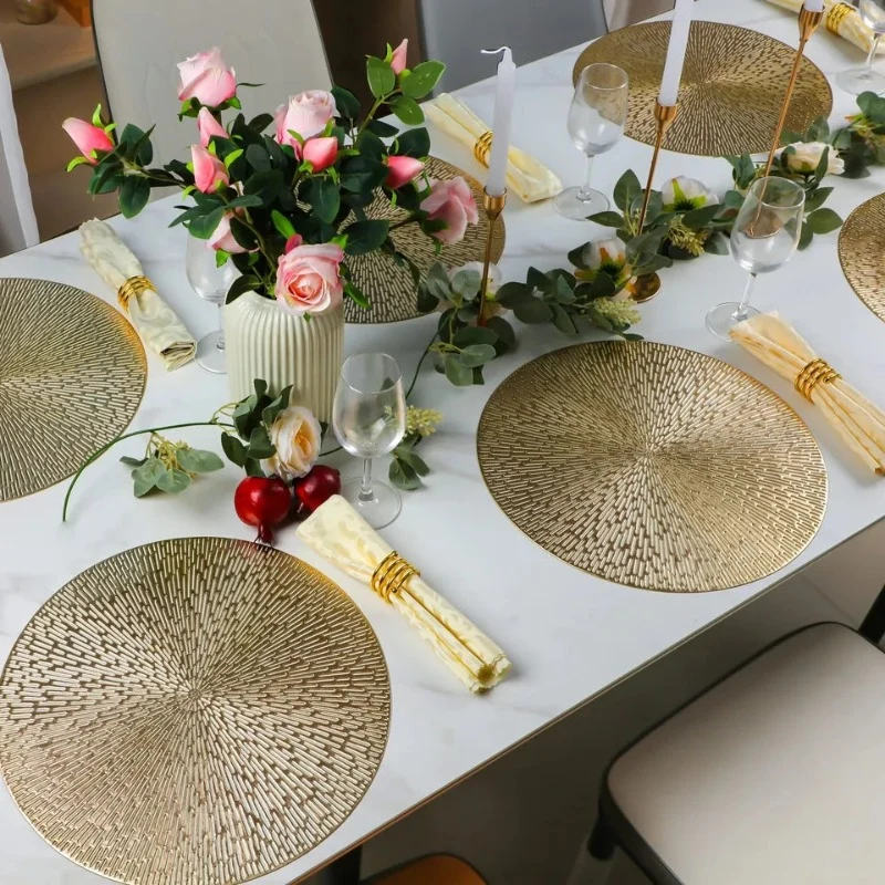 Vinyl Round Placemat Gold 38 cm
