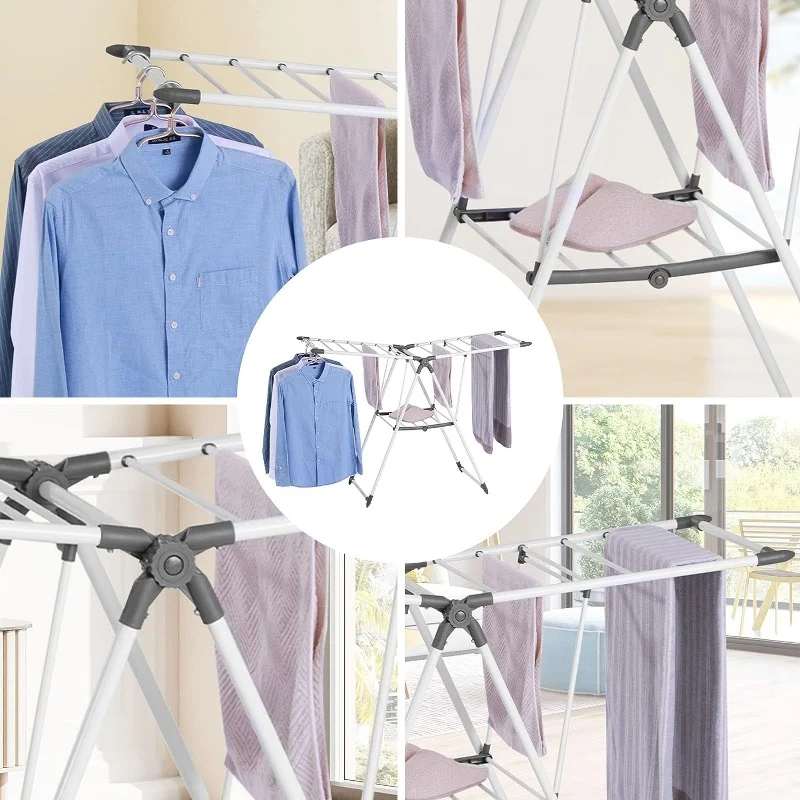 Heavy-Duty Powder-Coated Cloth Drying Rack (Foldable & Rust-Resistant Clothes Airer)