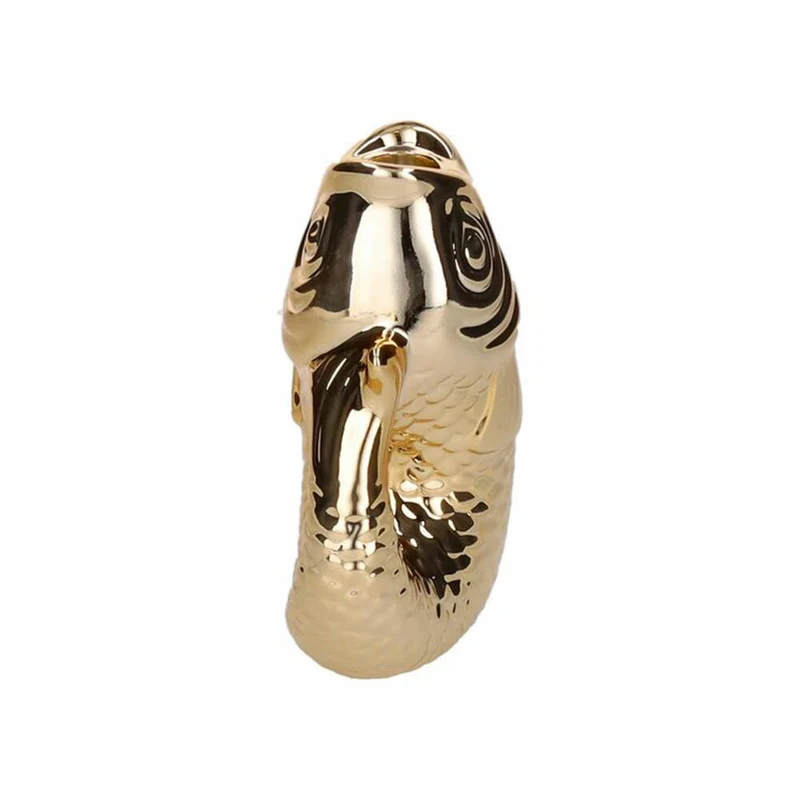 Gift Company Kerzenhalter Monsieur Carafon S, Kerzenständer in Fisch-Form, Steingut, Gold, H 16.2 cm, 1055303021