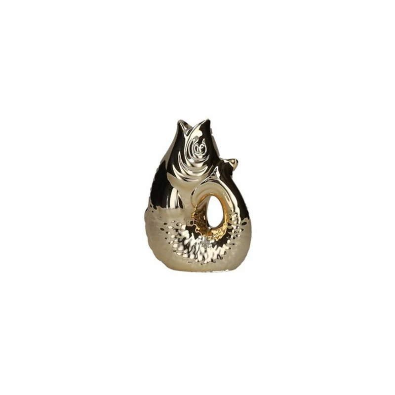 Gift Company Vase Monsieur Carafon XS, Dekovase in Fisch-Form, Steingut, Gold, 13 cm, 1087402021