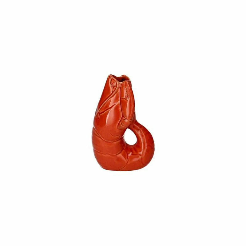 Gift Company Vase Madame Crevette XS, Dekovase in Hummer-Form, Steingut, Orangerot, H 14 cm, 1214502003