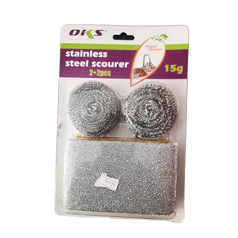 OKS Multi Purpose Stainless Steel Scourer 2 + 2 PCS