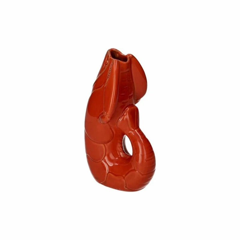 Gift Company Vase Madame Crevette S, Dekovase in Hummer-Form, Steingut, Orangerot, H 26.7 cm, 1214503003