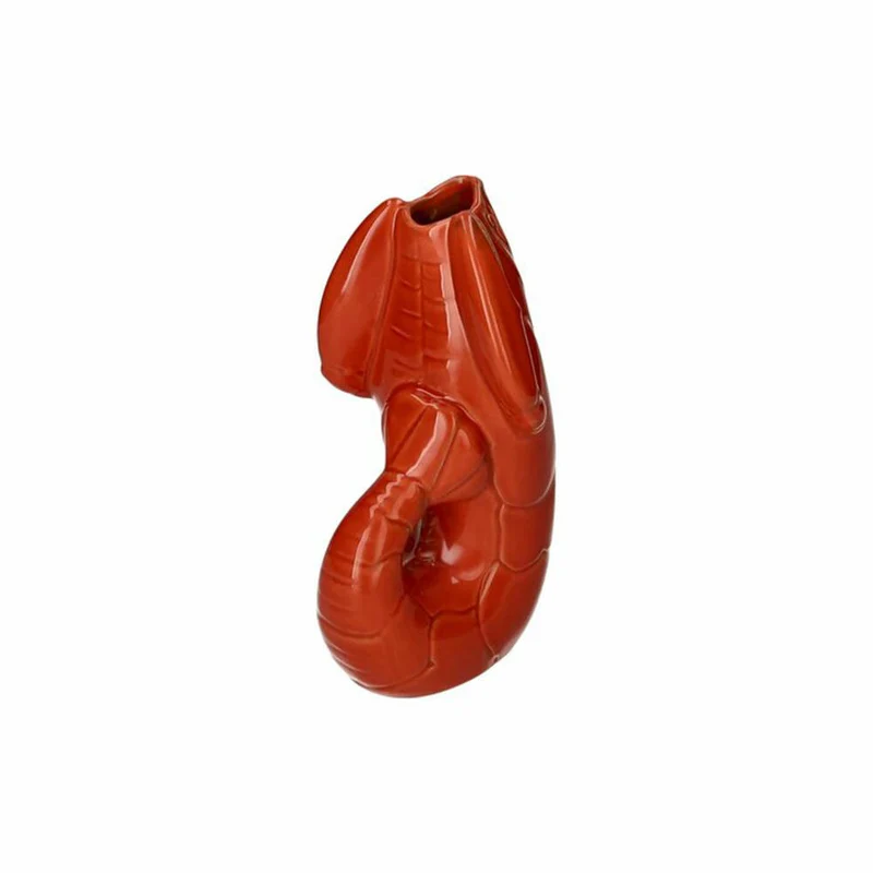 Gift Company Vase Madame Crevette S, Dekovase in Hummer-Form, Steingut, Orangerot, H 26.7 cm, 1214503003