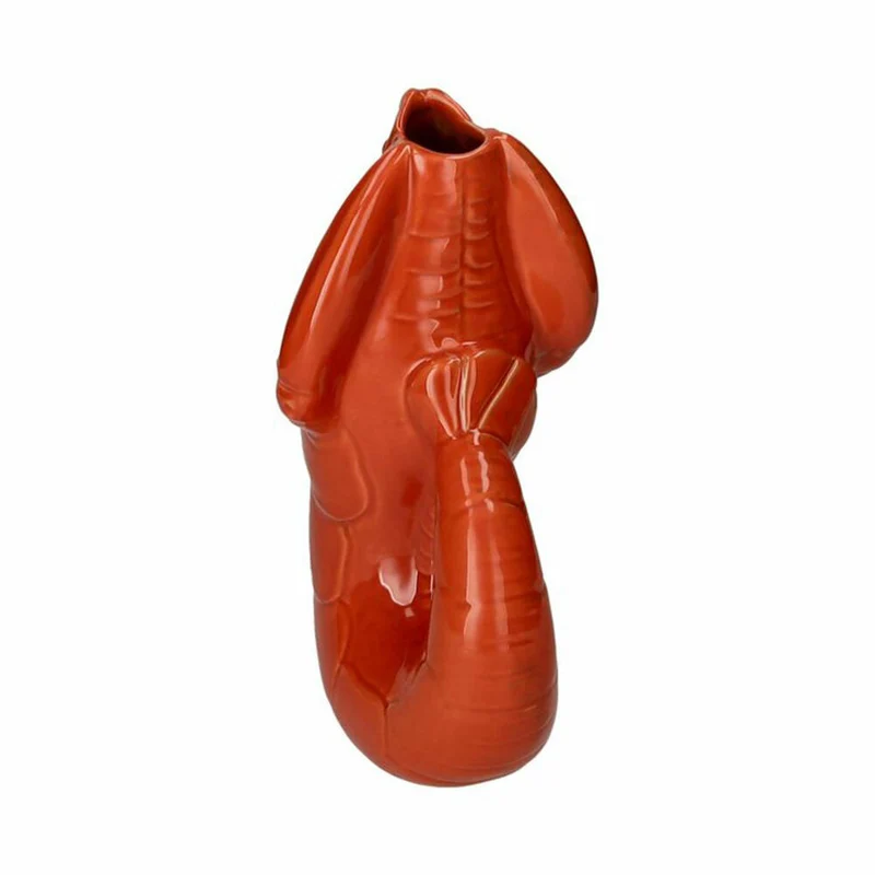 Gift Company Vase Madame Crevette L, Dekovase in Hummer-Form, Steingut, Orangerot, H 32 cm, 1214505003