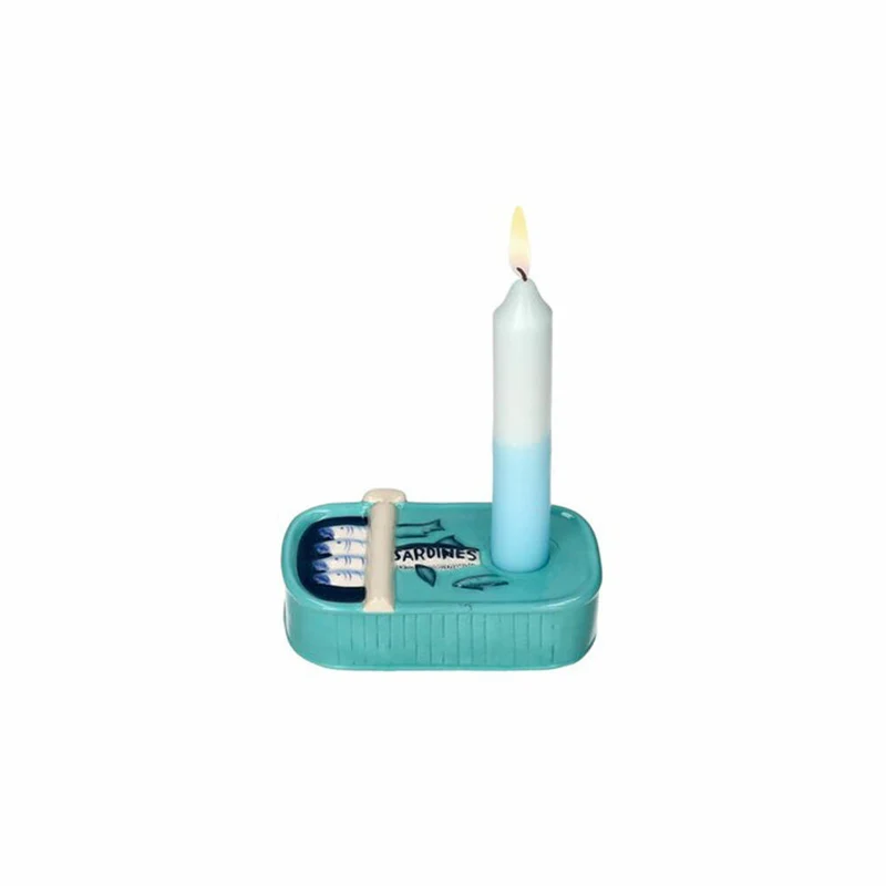 Gift Company Kerzenhalter Mignon, Sardinendose, Kerzenständer, Dolomit, Blau, 13.3 x 7.7 cm, 1221701009