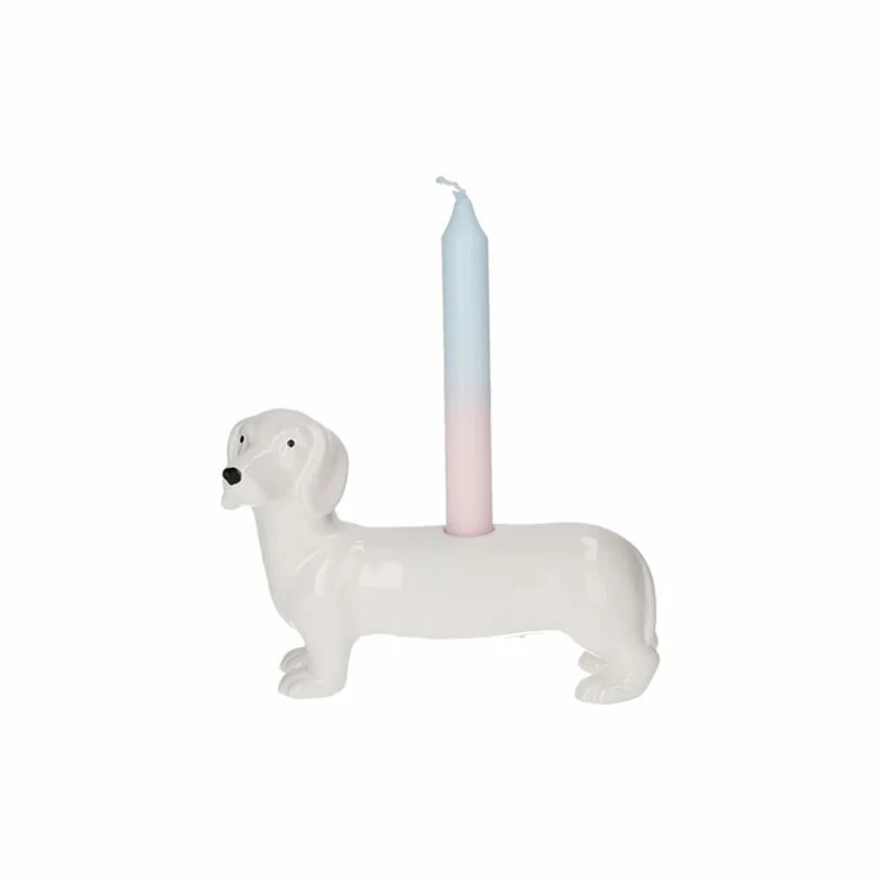 Gift Company Kerzenhalter Mignon, Dackel, Kerzenständer in Hund-Form, Dolomit, Weiß, H 13.2 cm, 1221501001