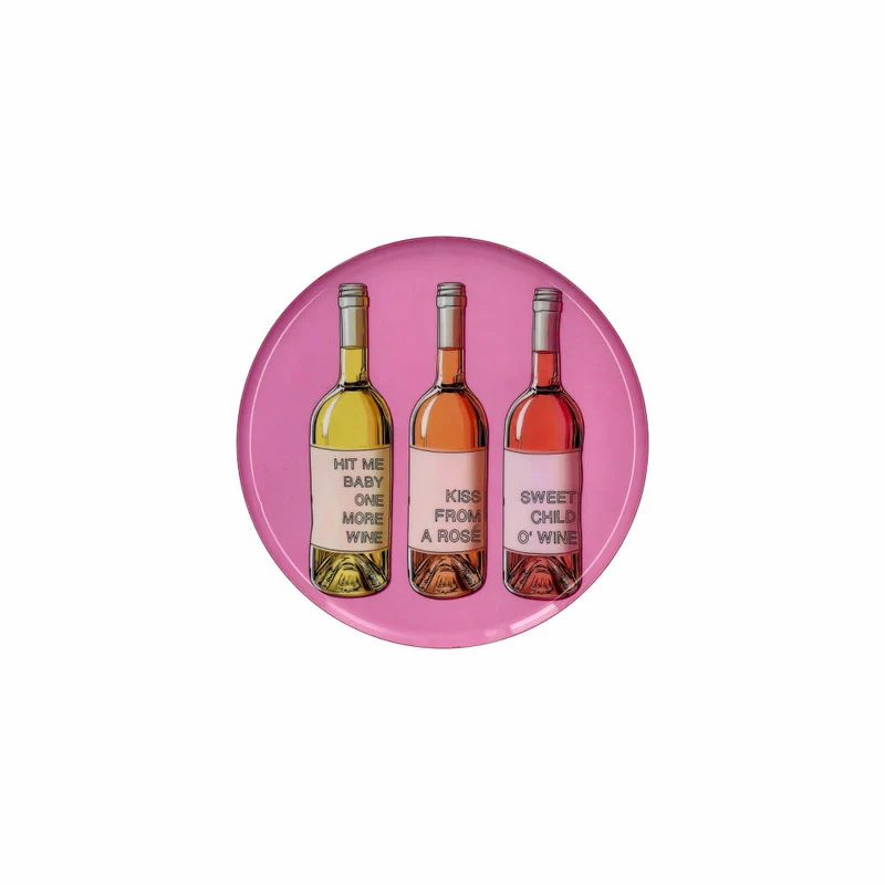 Gift Company Dekotablett Love Trays M, Weinflaschen, Tablett, Eisen, Rosa, Ø 22.8 cm, 1215404012