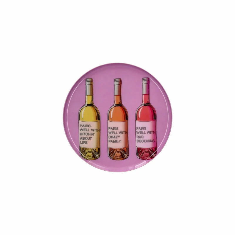 Gift Company Dekotablett Love Trays S, Weinflaschen, Tablett, Eisen, Rosa, Ø 17.7 cm, 1215003012