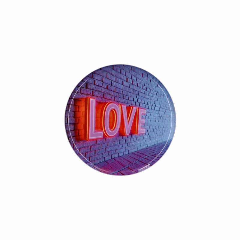 Gift Company Dekotablett Love Trays S, Love, Tablett, Eisen, Rosa / Lila, Ø 17.7 cm, 1215203012