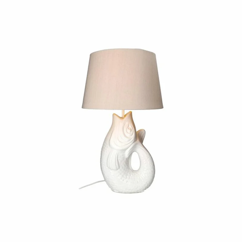 Gift Company Lampe Monsieur Carafon L, Dekoleuchte in Fisch-Form, Steingut, Weiß, H 52 cm, 1236905001