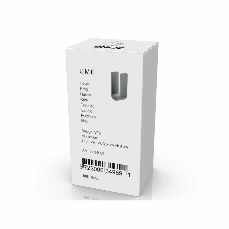 Zone Denmark Haken Ume Grey, Handtuchhaken, Aufhängung, Aluminium, Grau, 34989