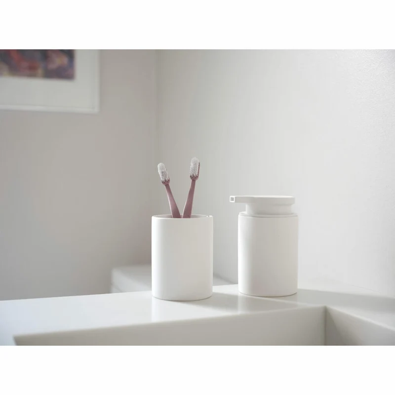 Zone Denmark Zahnbürstenbecher Karma White, Zahnbürstenhalter, Steinzeug, Weiß, 34440