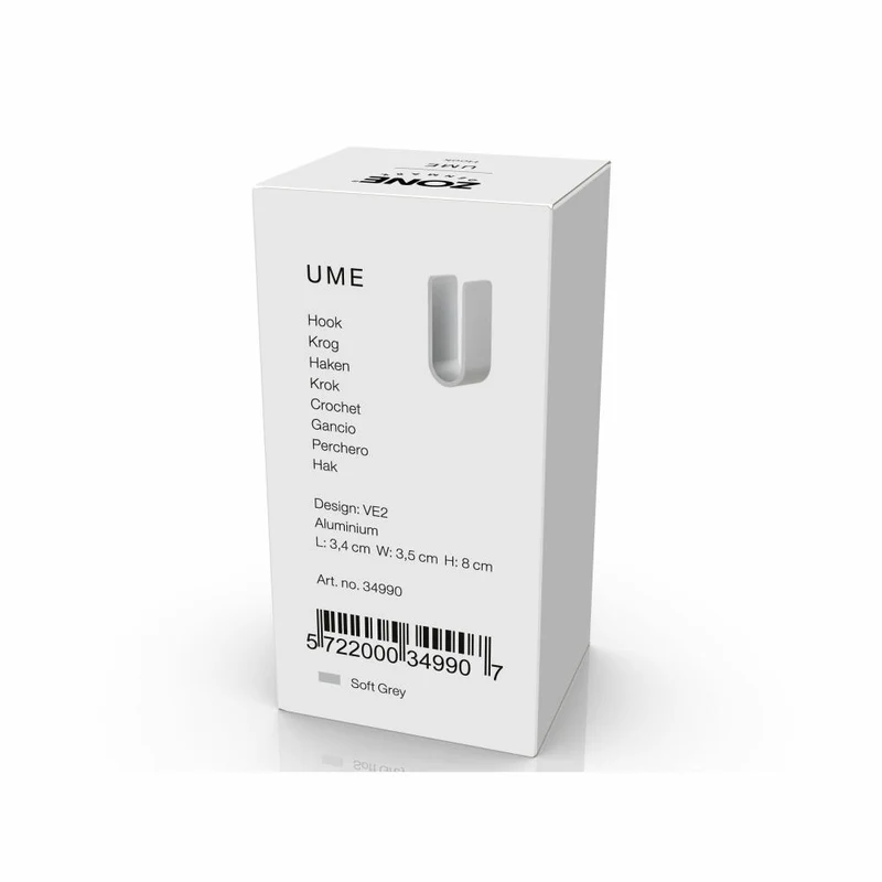 Zone Denmark Haken Ume Soft Grey, Handtuchhaken, Aufhängung, Aluminium, Grau, 34990