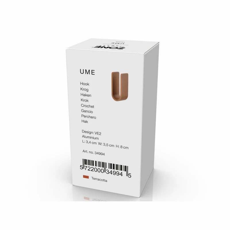 Zone Denmark Haken Ume Terracotta, Handtuchhaken, Aufhängung, Aluminium, Rot, 34994