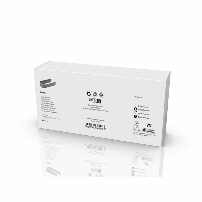 Zone Denmark Toilettenpapierhalter Ume Grey, WC-Rollenhalter, Aluminium, Grau, 34998