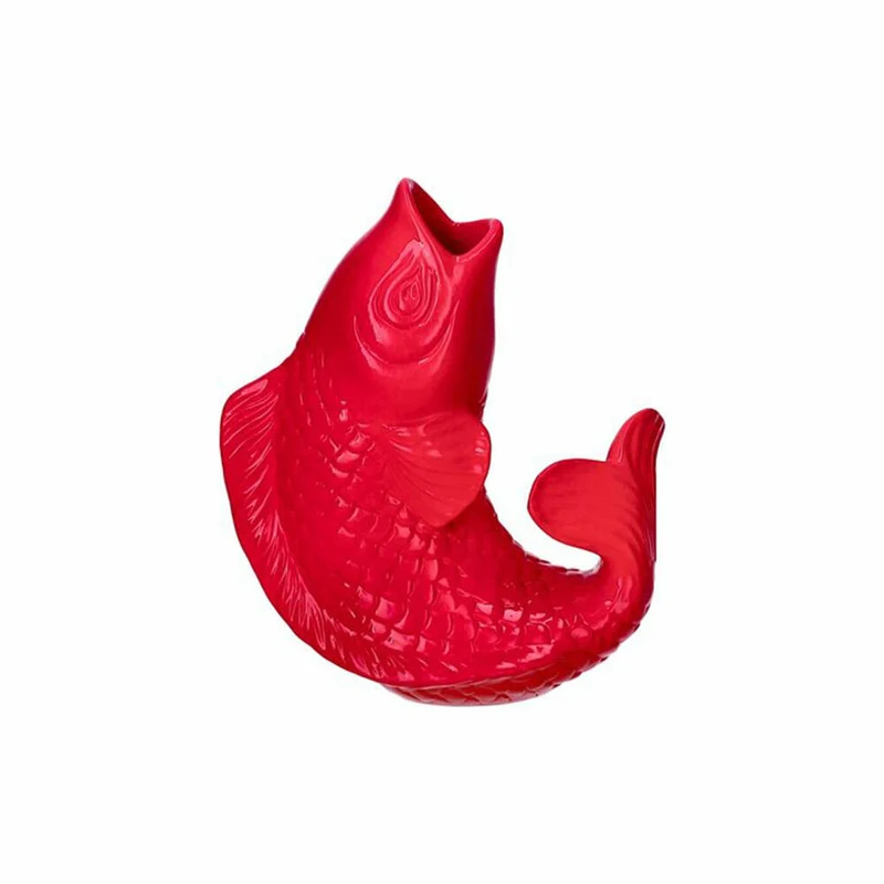 Gift Company Vase Mamsell Koi XS, Dekovase in Fisch-Form, Steingut, Neon Pink, H 15.5 cm, 1214302082