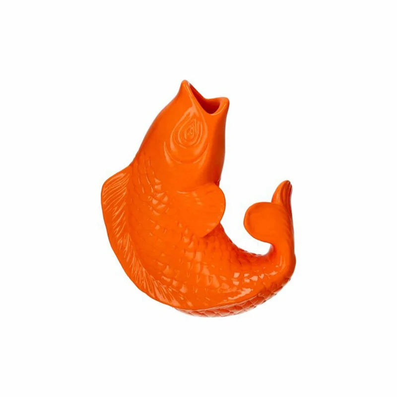 Gift Company Vase Mamsell Koi XS, Dekovase in Fisch-Form, Steingut, Neon Orange, H 15.5 cm, 1214302085