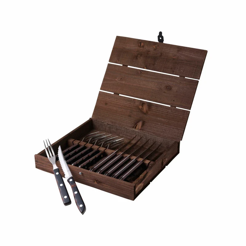 Gense Steakbesteck-Set Old Farmer Classic 12-tlg., Steakmesser, Steakgabeln, Holzlaminat, 18/8 Edelstahl, 20152