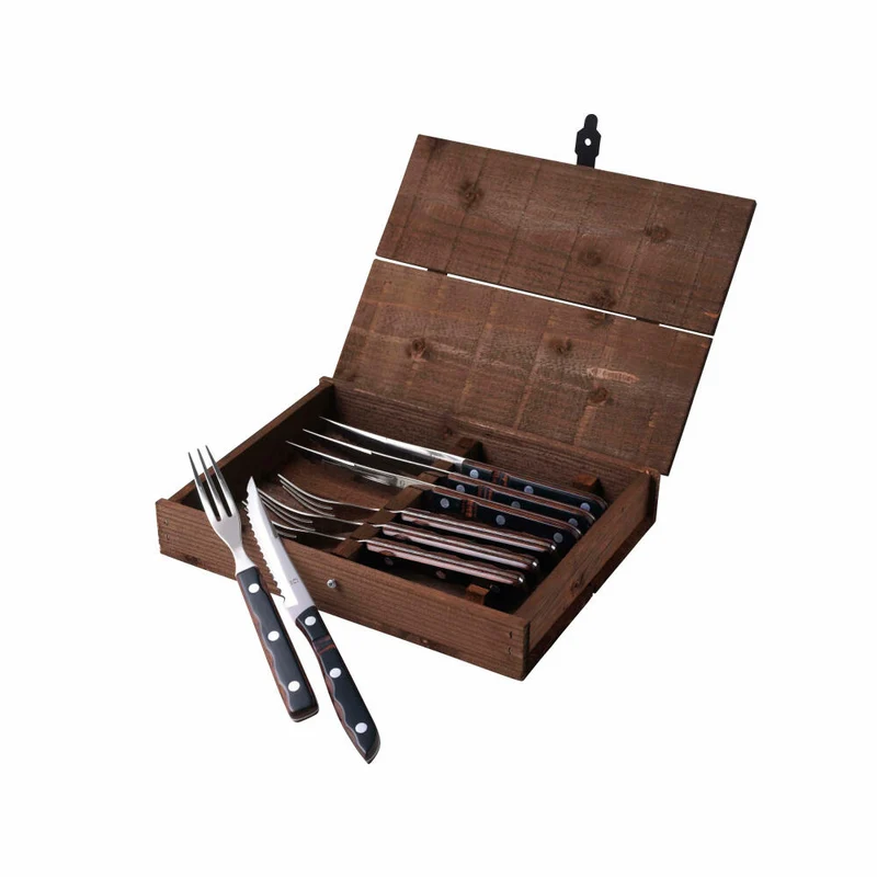 Gense Steakbesteck-Set Old Farmer Classic 8-tlg., Steakmesser, Steakgabeln, Holzlaminat, 18/8 Edelstahl, 20153