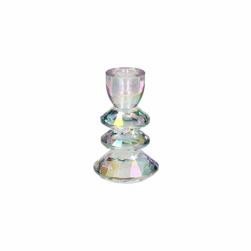 Gift Company Kerzenhalter Sari, Kerzenständer, Kristallglas, Irisierend / Transparent, H 13.5 cm, 1235103040