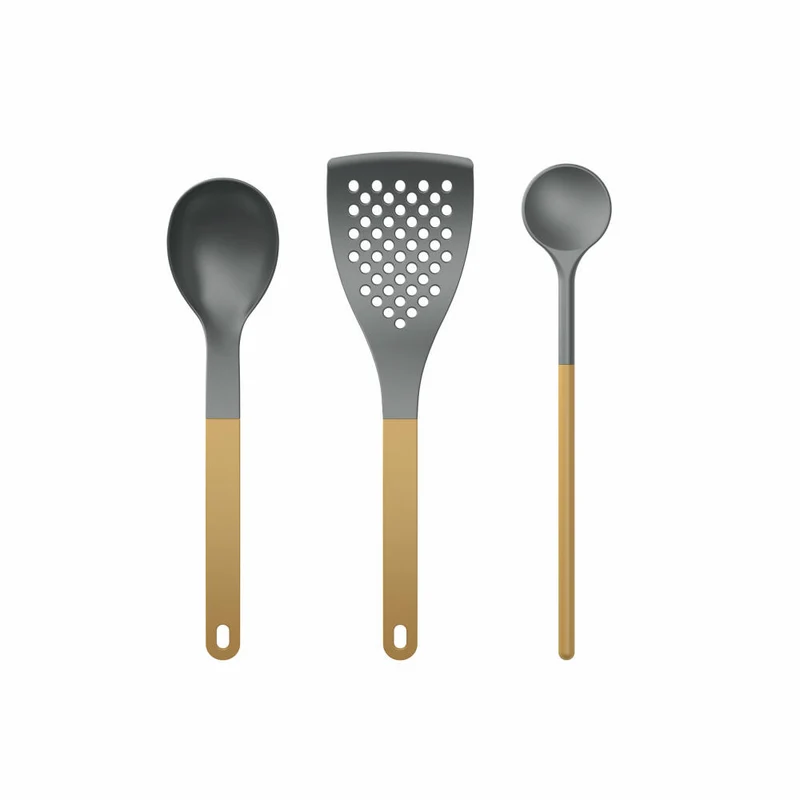 Rosti Küchenhelfer-Set New Optima Curry 3-tlg., Kochlöffel, Pfannenwender, Nylon, Gelb, 34589