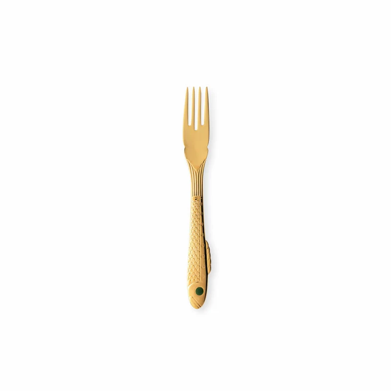 Gense Fischgabel Nobel, Fischbesteck, 18/0 Edelstahl vergoldet, 18.8 cm, 20434