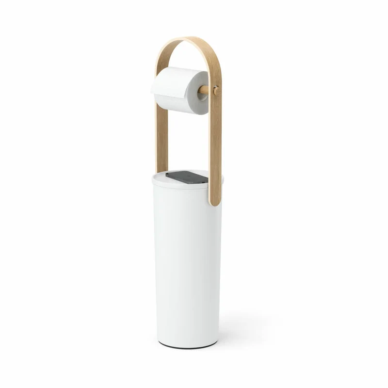 Umbra Toilettenpapierhalter Bellwood, WC-Rollenhalter, Kunststoff, Holz, Weiß, Natur, 1022314-668
