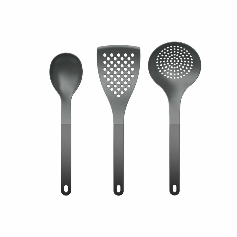 Rosti Küchenhelfer-Set New Optima 3-tlg., Kochlöffel, Pfannenwender, Nylon, Schwarz, 34592