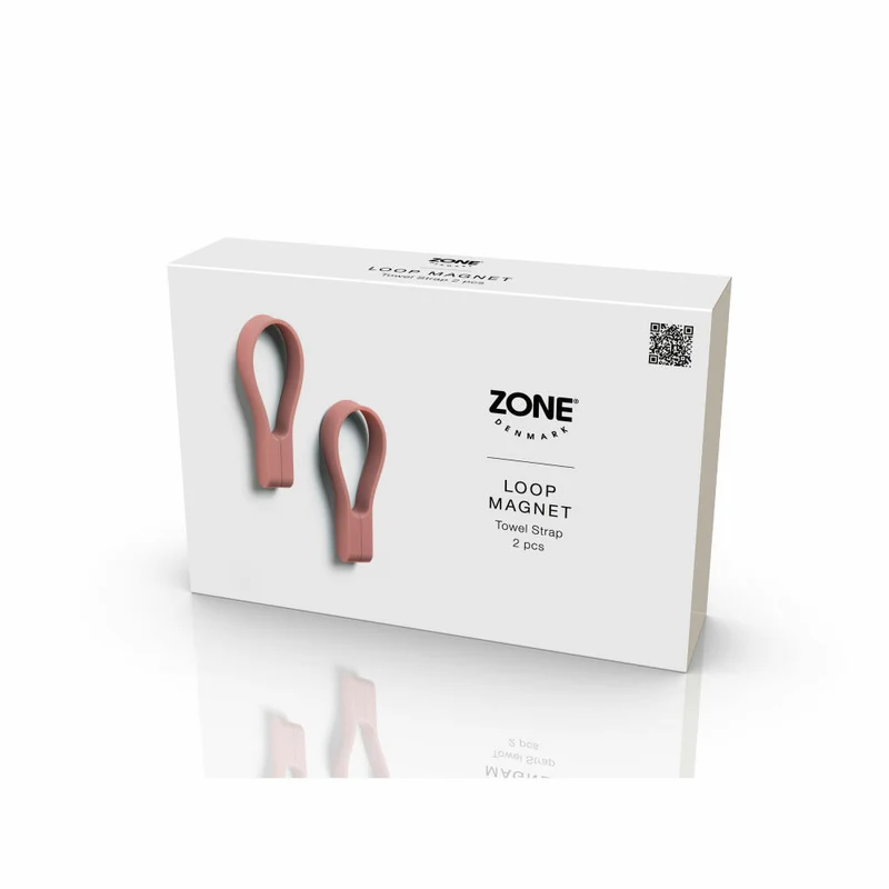Zone Denmark Handtuchhalter Loop Magnet 2er Set Peach Red, Silikon, Rot, 34875