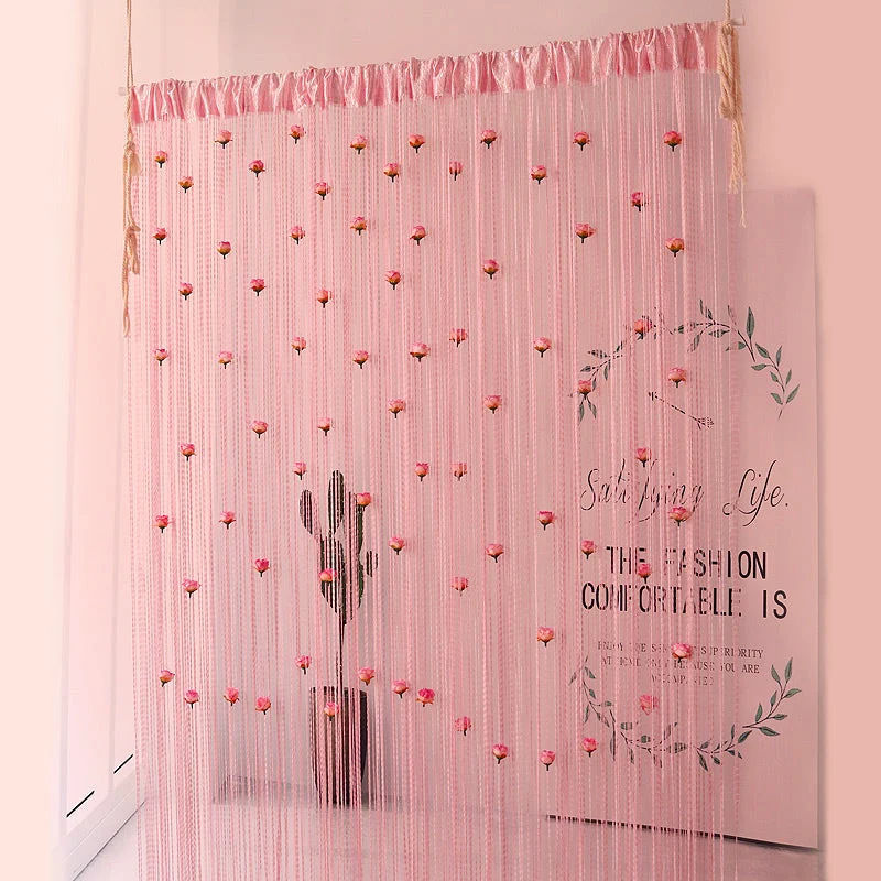 Floral Decorative Hanging Room Divider Curtain