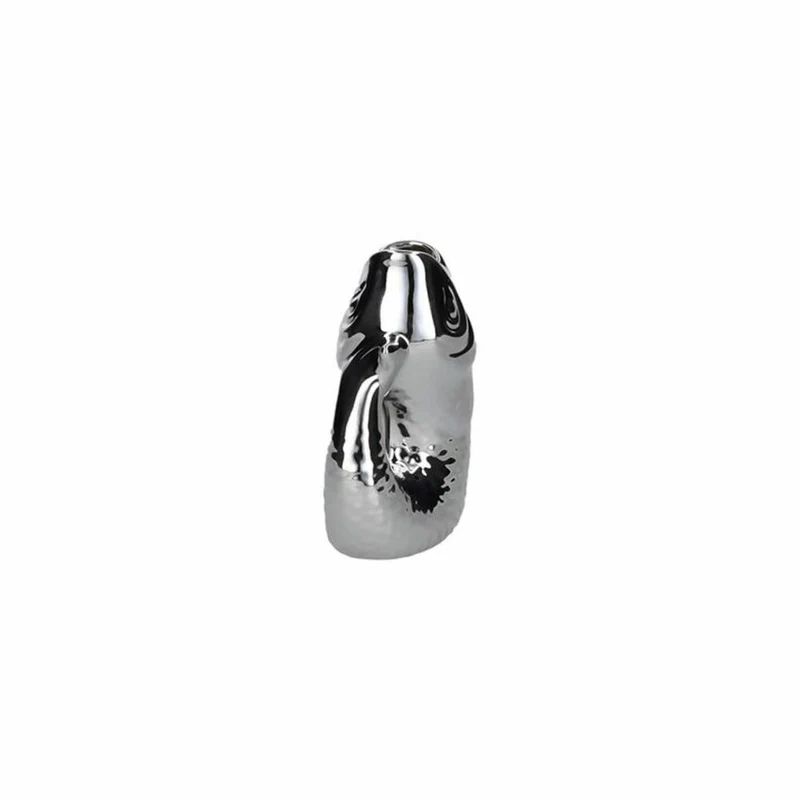 Gift Company Vase Monsieur Carafon XS, Dekovase in Fisch-Form, Steingut, Silber, 13 cm, 1087402022