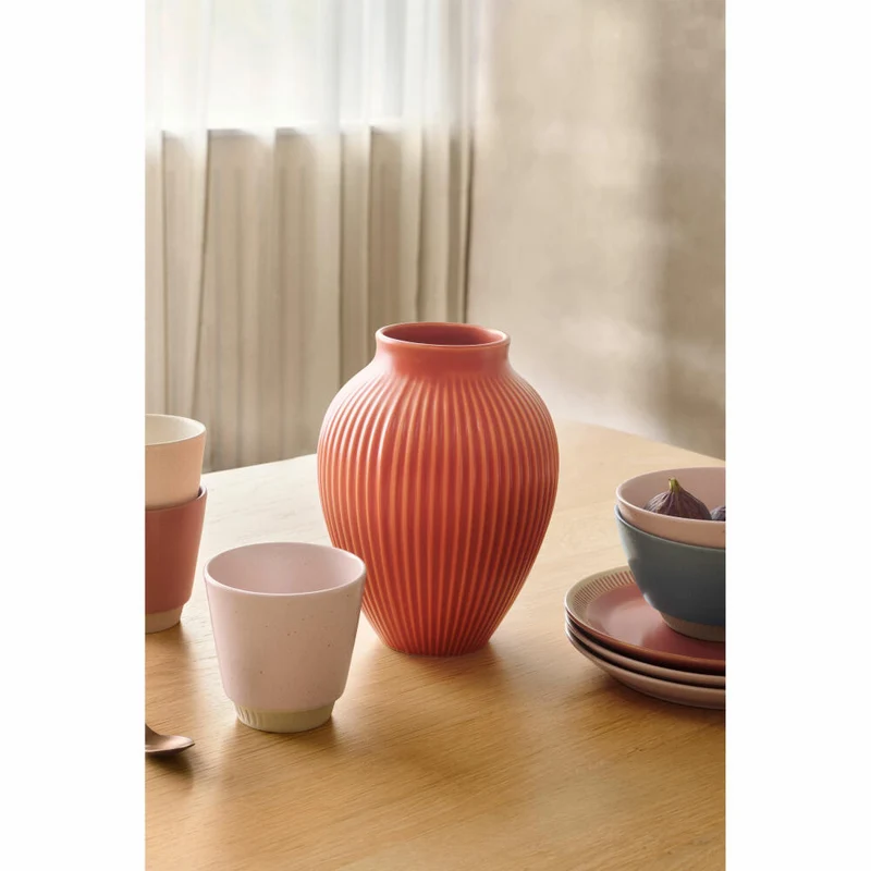 Knabstrup Vase Ripple, Dekovase, Blumenvase, Keramik, Coral, 27 cm, K1234-3