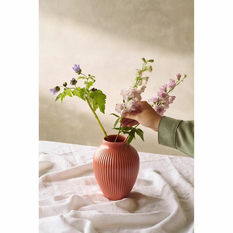 Knabstrup Vase Ripple, Dekovase, Blumenvase, Keramik, Coral, 27 cm, K1234-3