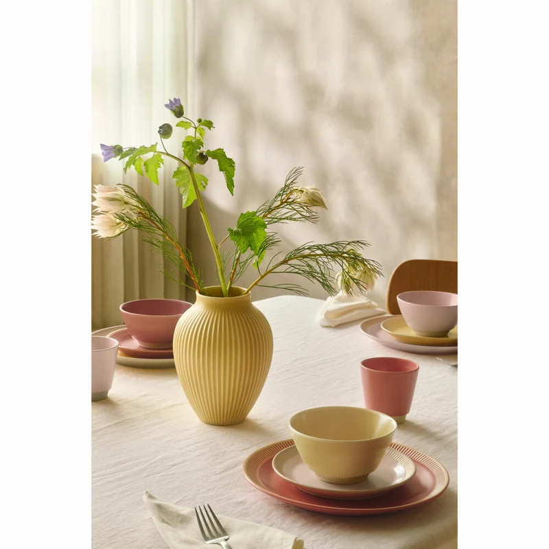 Knabstrup Vase Ripple, Dekovase, Blumenvase, Keramik, Yellow, 27 cm, K1234-4