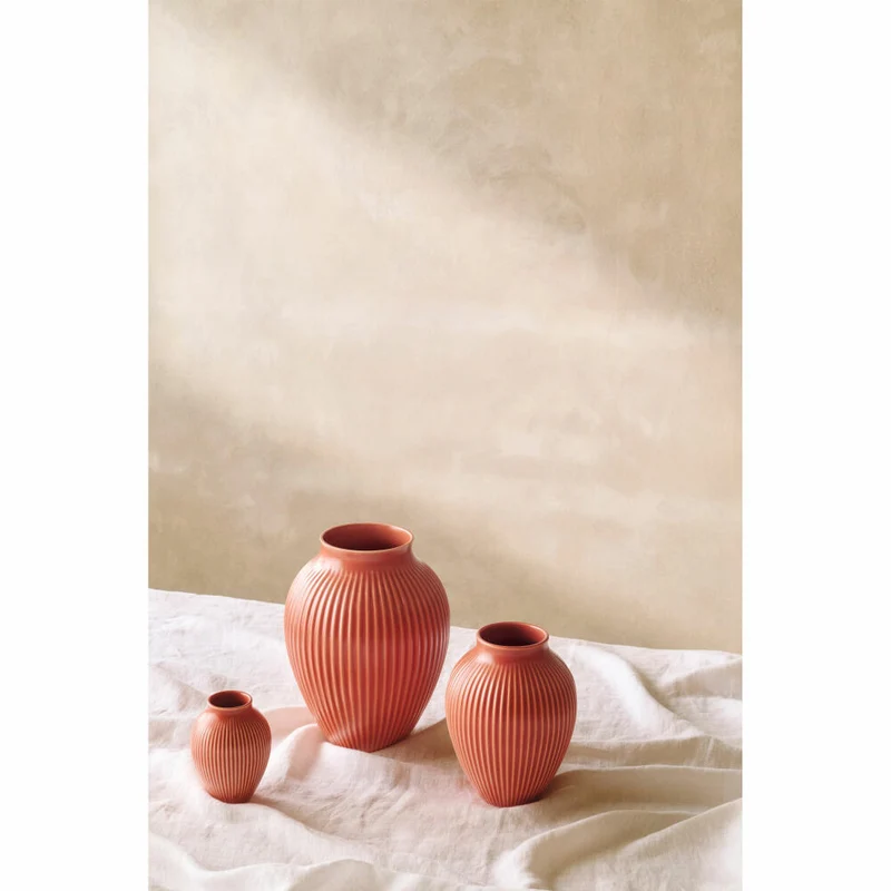 Knabstrup Vase Ripple, Dekovase, Blumenvase, Keramik, Coral, 12.5 cm, K1236-3