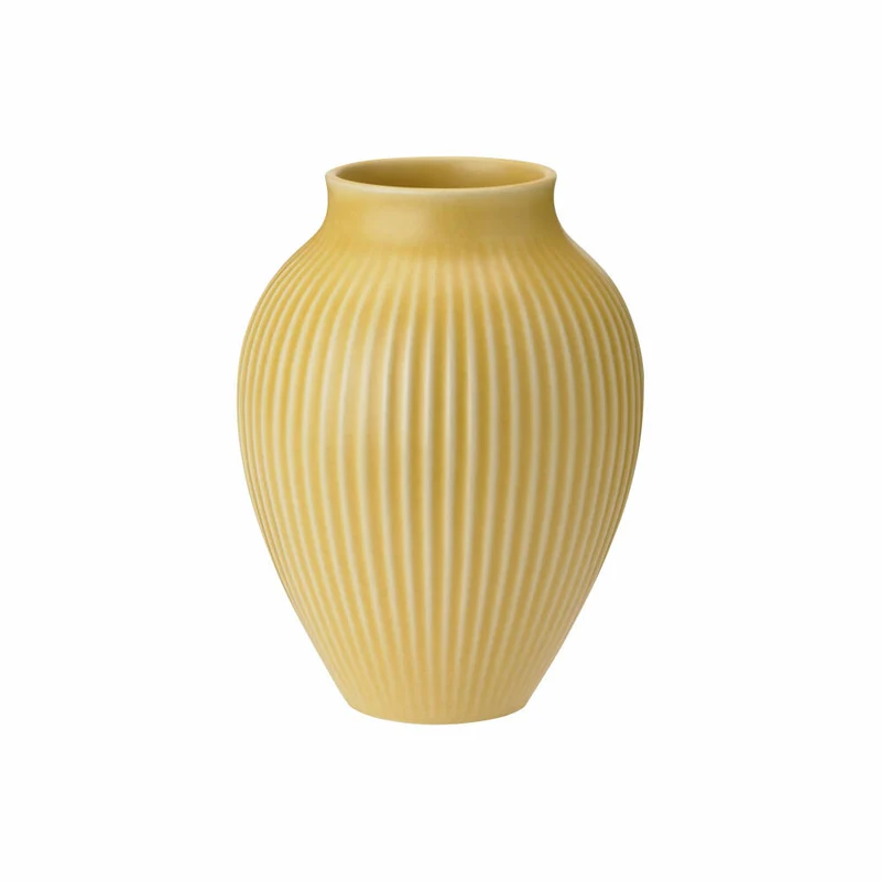 Knabstrup Vase Ripple, Dekovase, Blumenvase, Keramik, Yellow, 12.5 cm, K1236-4