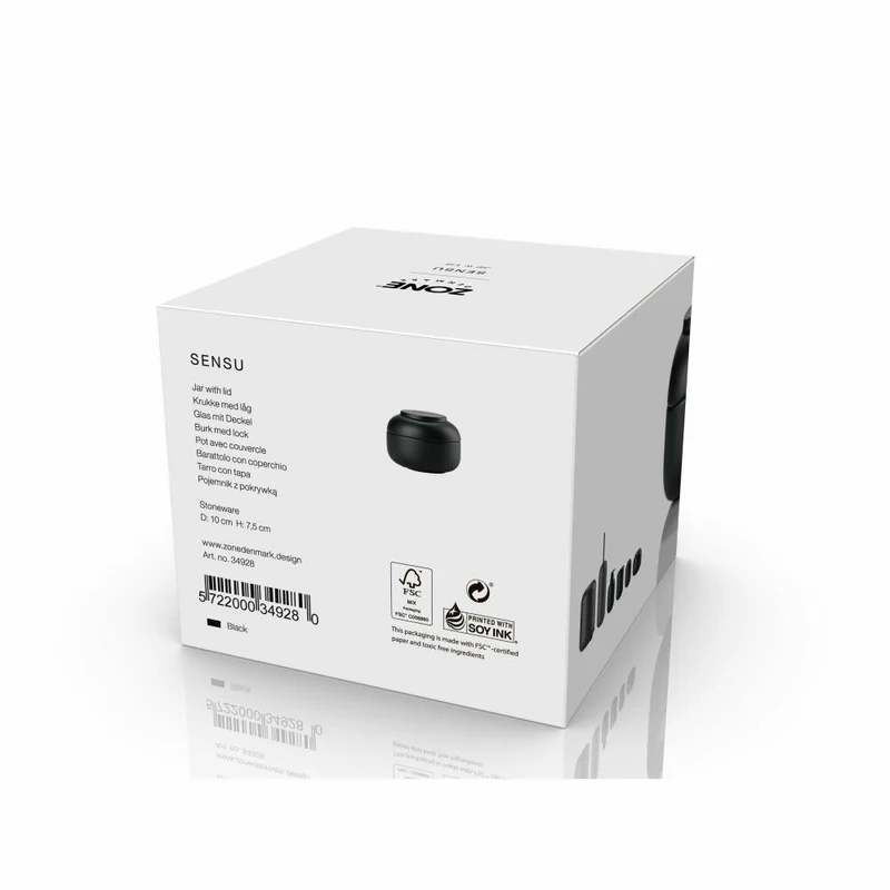 Zone Denmark Aufbewahrungsdose Sensu Black, Steinzeug, Schwarz, 10 x 7.5 cm, 34928