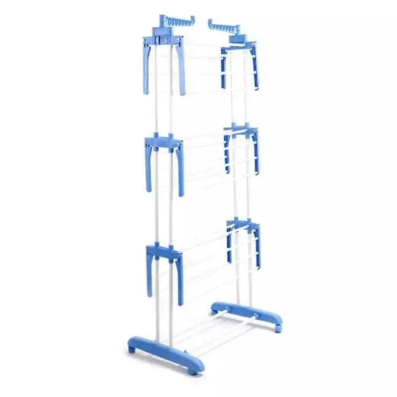 3-Tier Folding Baby Cloth Drying Rack with Wheels