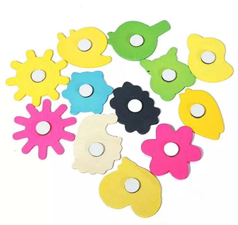 12 PCS Wooden Cartoon Fridge Magnet