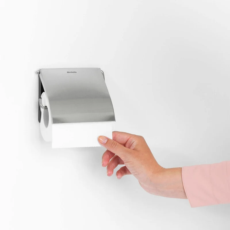 Brabantia Toilettenpapierhalter ReNew, Klopapierhalter, WC-Rollenhalter, Stahl, Matt Steel, 385322