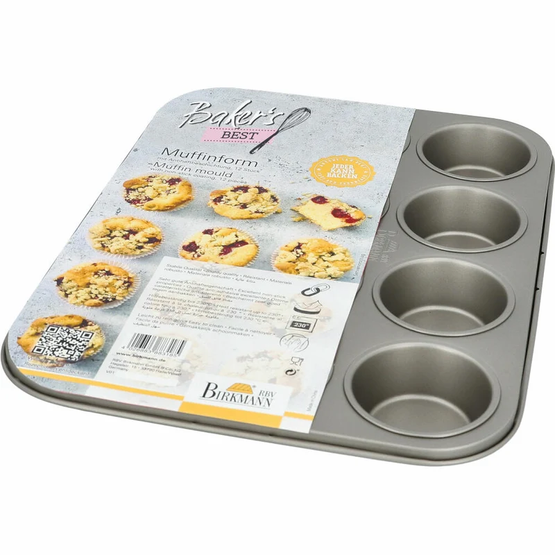Birkmann Bakers Best Muffinform, für 12 Stück, Backform, Muffinblech, Backblech, Karbonstahl, 35.5 x 27 cm, 886162