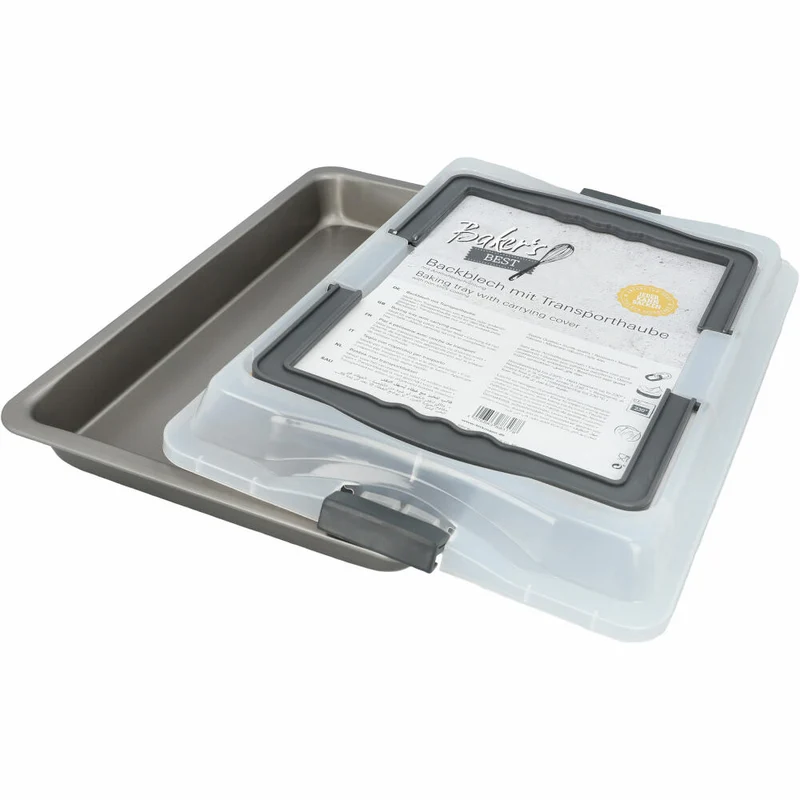 Birkmann Bakers Best Backblech mit Transporthaube, Backform, Kuchenform, Blechkuchen, Karbonstahl, 42 x 28.5 cm, 886186
