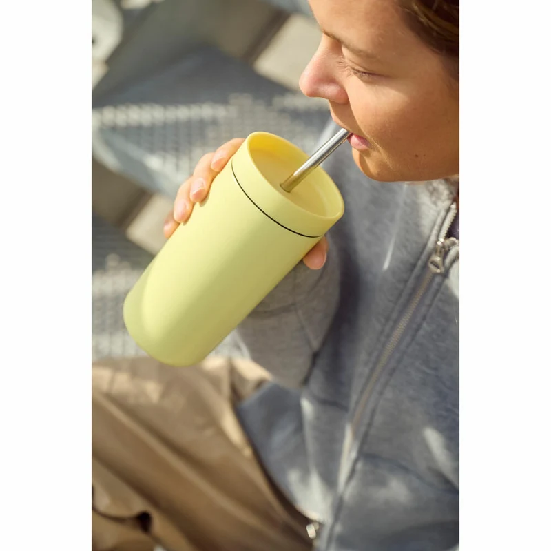 Stelton Thermobecher To Go Sip mit Strohhalm, Stahl, Kunststoff, Laevis, 400 ml, 686-49