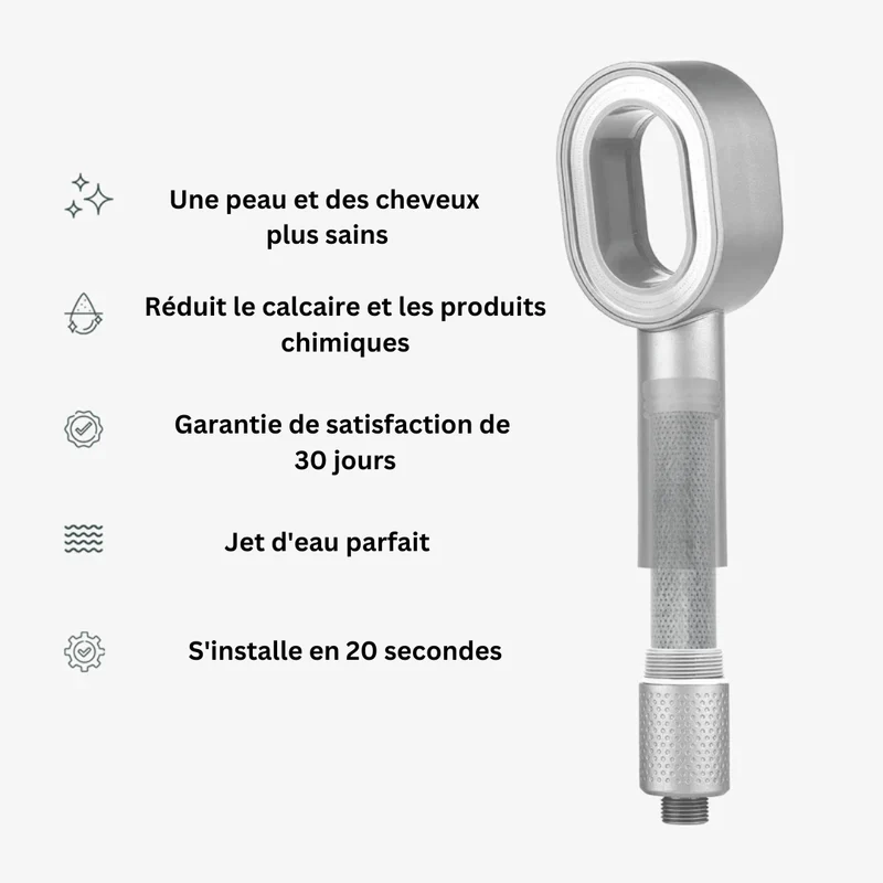 Pommeau de Douche Purifiant - Réduit Calcaire & Impuretés