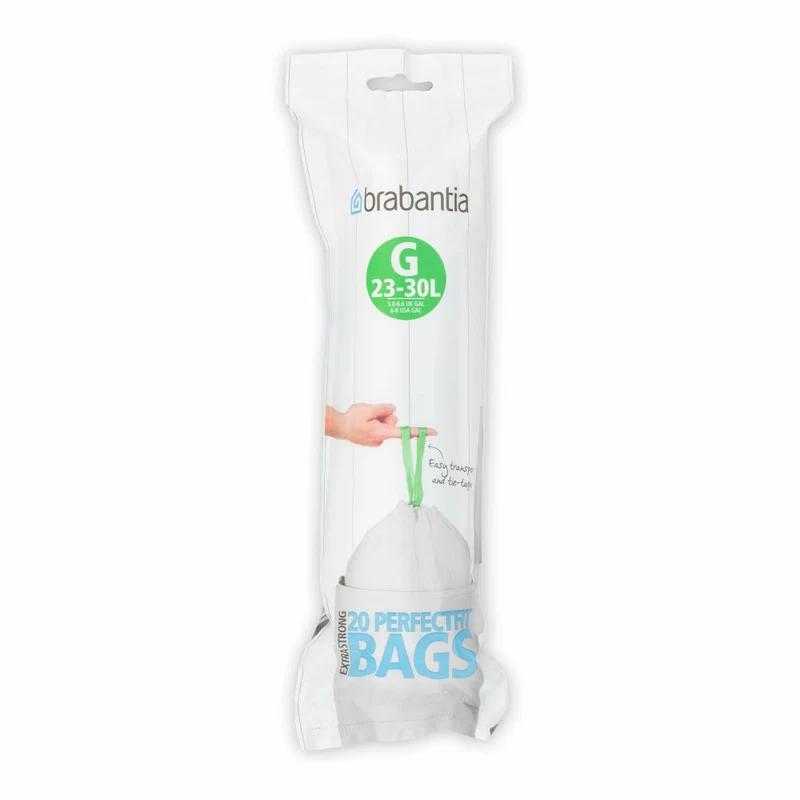 Brabantia Müllbeutel PerfectFit, Abfallbeutel, Beutel, Codierung G, Weiß, 23-30 L, 20 Stück, 246265