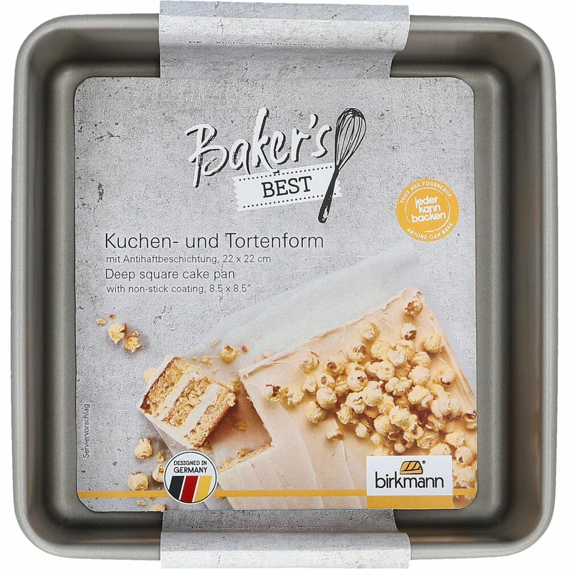 Birkmann Bakers Best Kuchen- und Tortenform, Backform, Kuchenform, Karbonstahl, 22 x 22 cm, 886377