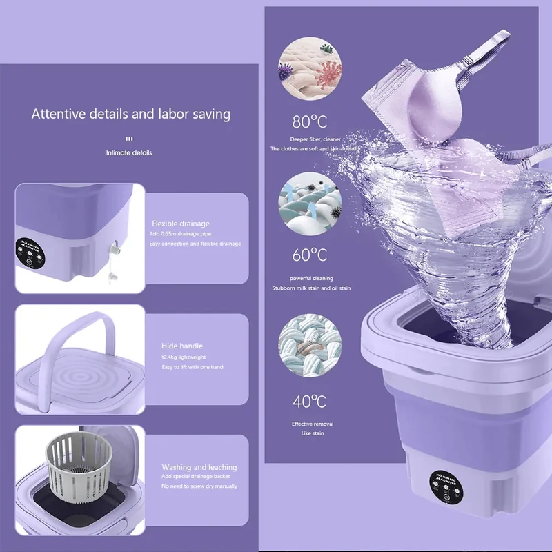 CleanEase - Machine à Laver Portable Pliable - Gain de Place
